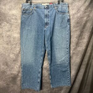 Y2K Quiksilver Baggy Wide Leg Jeans Mens Size 40 Medium Blue Wash Grunge Skater